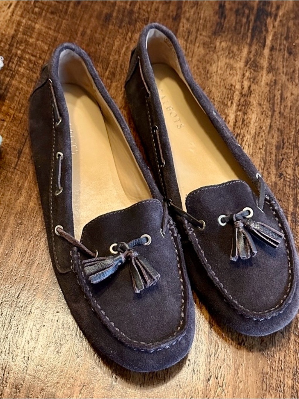 Talbots | Easton Tassel Brown Suede Driving Moccasins, Size 9.5